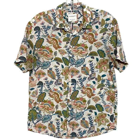 Denim & Flower Ricky Singh Floral Button Shirt Mens M Botanical Tropical Retro - Picture 1 of 6